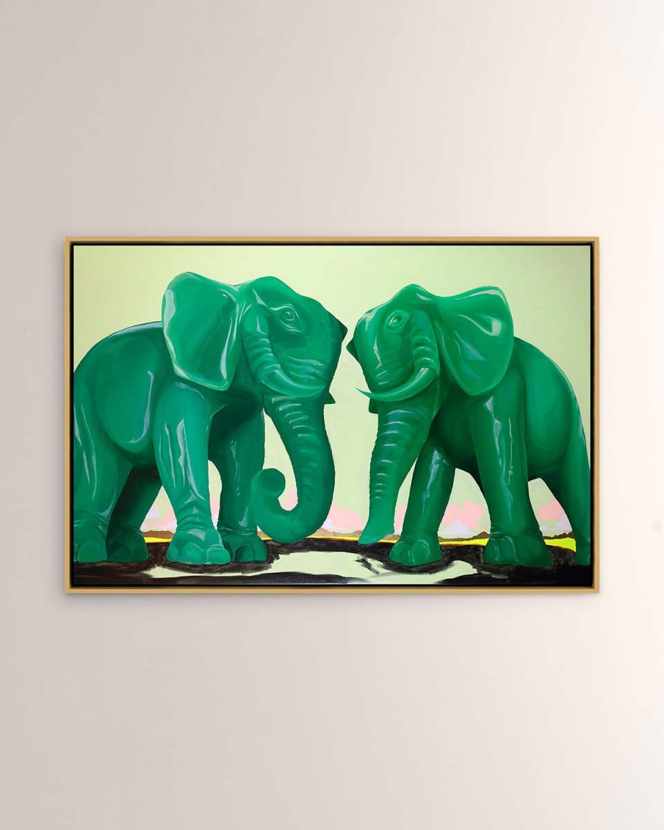 "Jade Elephants" Framed Giclee by Sarah Edwards